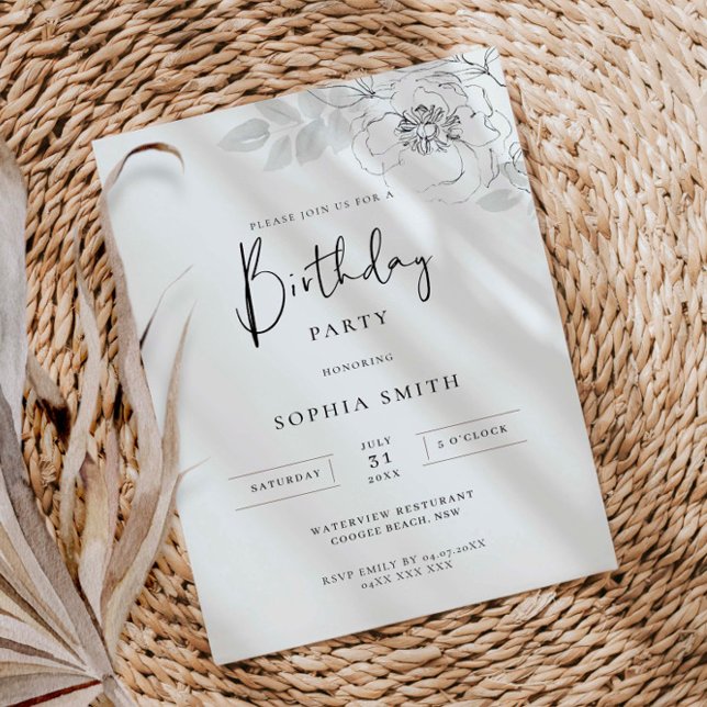 Illustration botanique Invitation de fête d'annive (Créateur téléchargé)