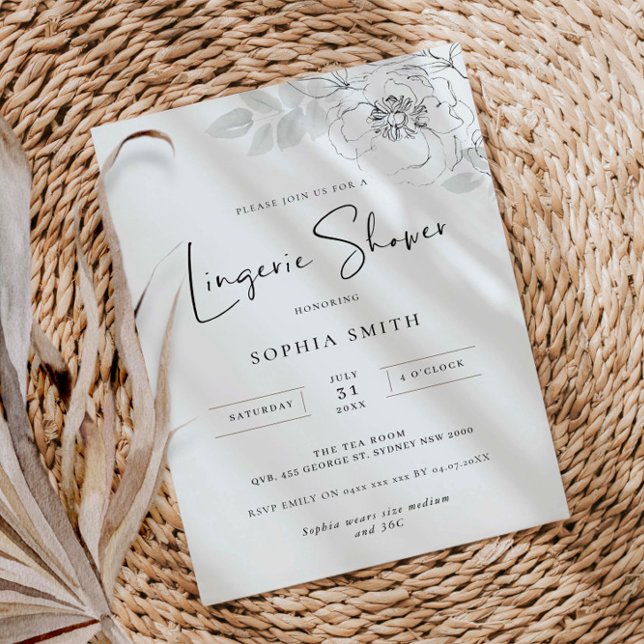 Illustration Botanique Lingerie Douche Invitation (Créateur téléchargé)