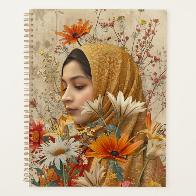Illustration botanique lunaire dame et fleurs (Devant)