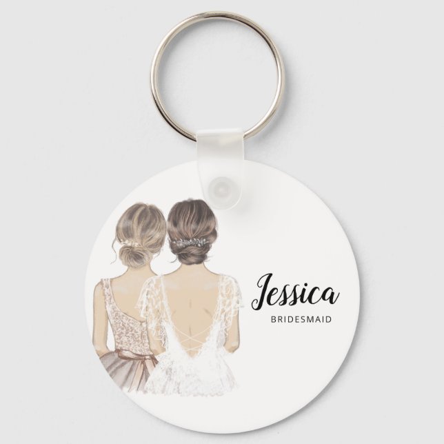 Illustration bridesmaid Schlüsselring Schlüsselanhänger (Vorderseite)