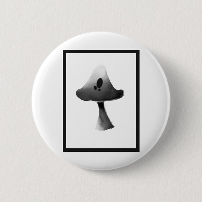Illustration Cartoon für Schwarz-Weiß-Pilze Button (Vorderseite)