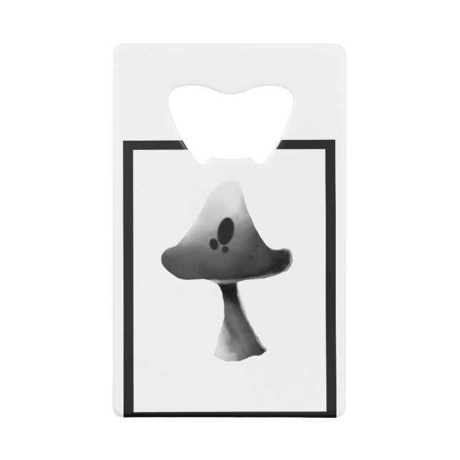 Illustration Cartoon für Schwarz-Weiß-Pilze Geldbeutel Flaschenöffner (Vorderseite)