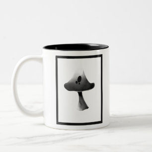 Illustration Cartoon für Schwarz-Weiß-Pilze Zweifarbige Tasse
