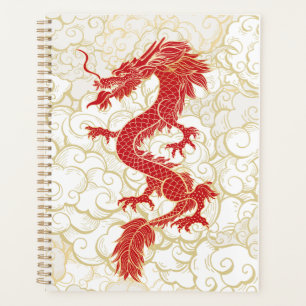 Illustration chinesischer Drachen in Rot und Gold Planer
