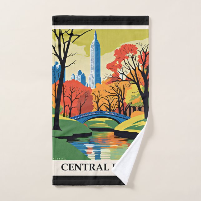 Illustration colorée de Central Park (Serviette à main)