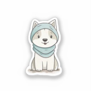 Illustration Cosy Husky - Autocollant Vinyl Coupé