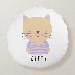 Illustration Cute Cat - Coussin Rond personnalisab