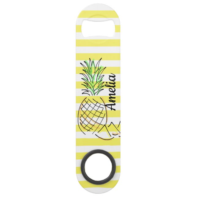Illustration d'ananas rayures jaunes été (Devant)