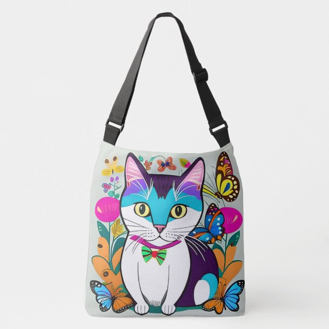 Illustration d'art de chat, sac de design de chat  (Devant)