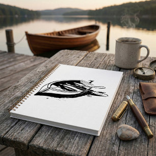 Illustration de bateau à rames noir et blanc nauti