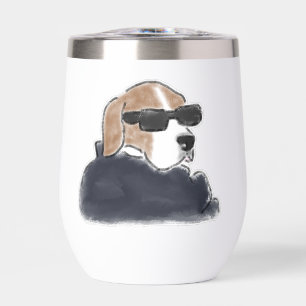 Illustration de Beagle Cool Chien portant des Lune