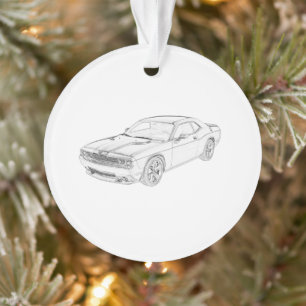 Illustration de Black and White Dodge Challenger