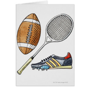 Illustration de boule de rugby, raquette de