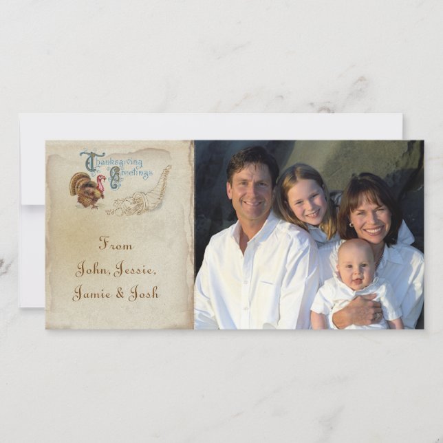 Illustration de carte postale vintage Thanksgiving (Devant)