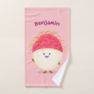 Illustration de cartoon de rambutan rose mignon