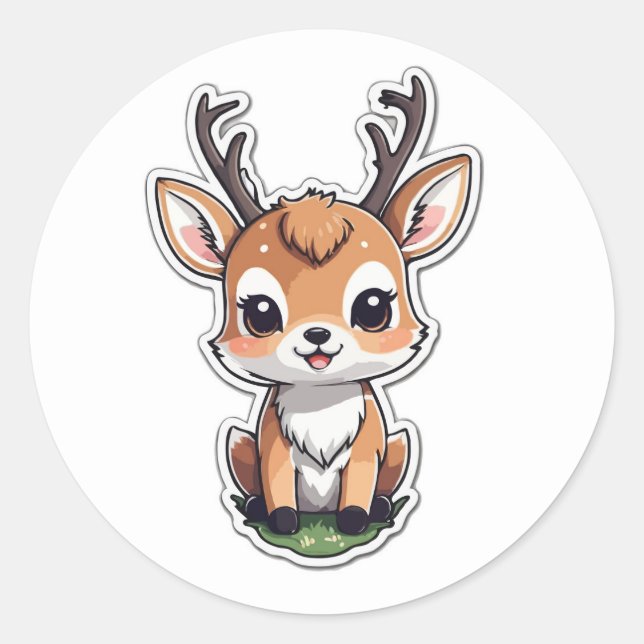Illustration de cerfs de caricature - Autocollant  (Devant)