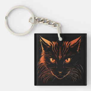 Illustration de chat féroce aux yeux orange