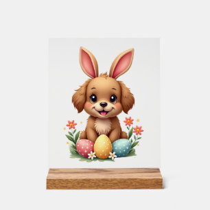 Illustration de chien de Pâques vintage avec lapin