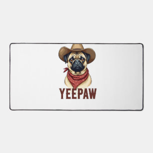 Illustration de chien western YeePaw Pug cowboy vi