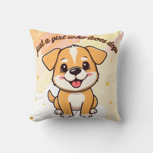 Illustration de chiot coussin jeté 
