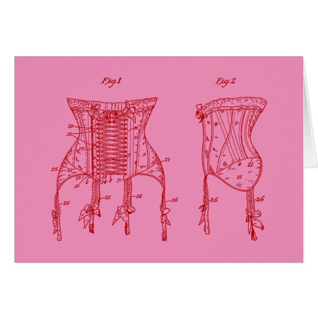 Illustration de corset rose 1908 (Devant horizontal)