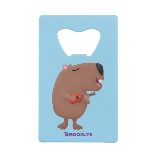 Illustration de dessin animé de capybara ukulele (Devant)