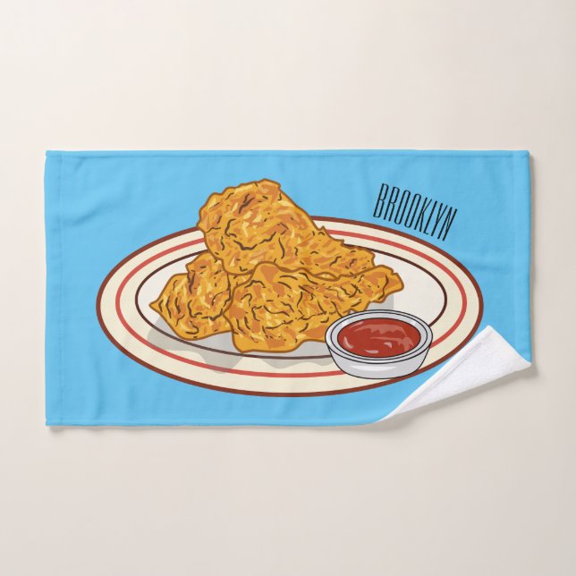 Illustration de dessin animé sur le poulet frit (Serviette à main)