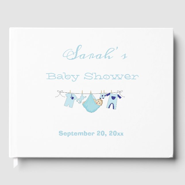 Illustration de garçon bleu mou Baby shower Livre  (Recto)