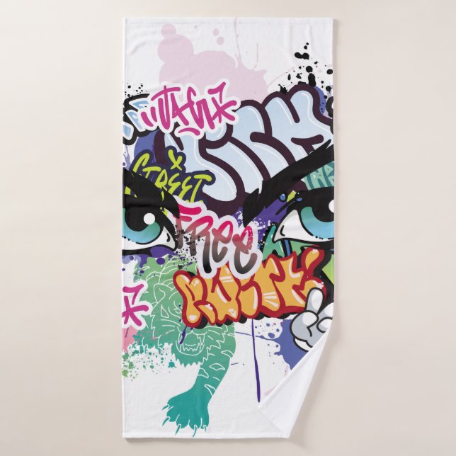 Illustration de graffiti avec lettres de graffitis (Serviette de bain)