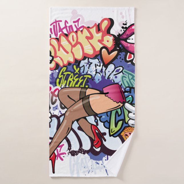 Illustration de graffiti avec lettres de graffitis (Serviette de bain)
