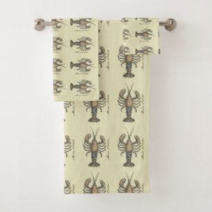Illustration de homard vintage : damas côtier 