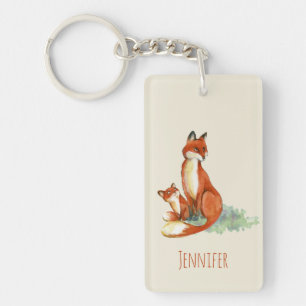 Illustration de l'aquarelle Momma Fox et Baby