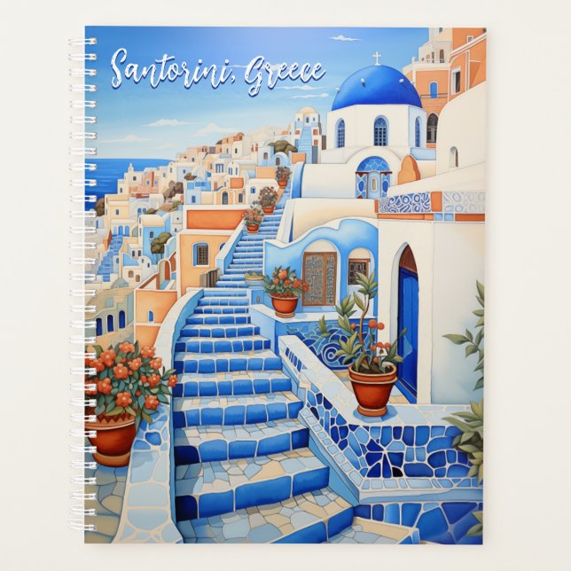 Illustration de l'île de Santorin | Art du voyage (Devant)