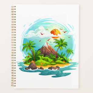Illustration de l'île tropicale avec vue sur l'océ