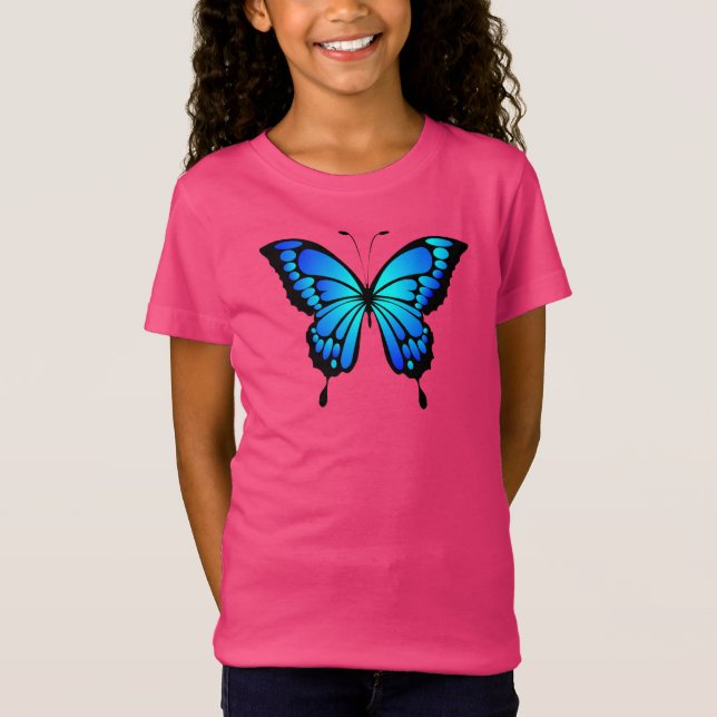 Illustration de l'insecte bleu papillon - T-shirt  (Devant)