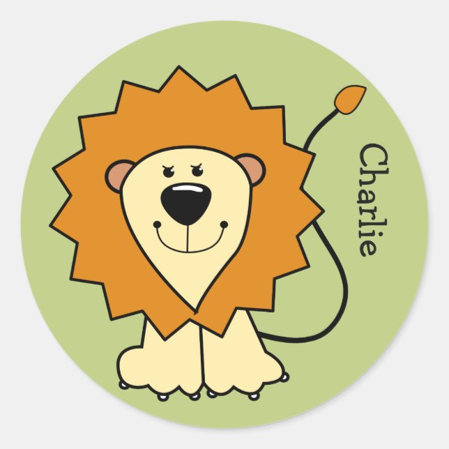 Illustration de lion nom personnalisé autocollants (Devant)