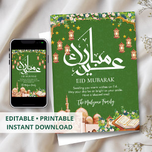 Illustration de mosquée festive & Carte d'Eid du S