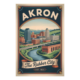 Illustration de poster de voyage rétro Akron Ohio