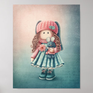 Illustration de poupée mignonne. Décoration murale