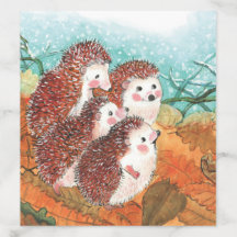 Illustration de quatre jeunes hérissons