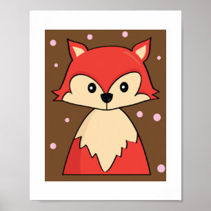 Illustration de renard rouge mignon Impression d