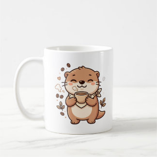Illustration de tasse à café Kawaii Loutre