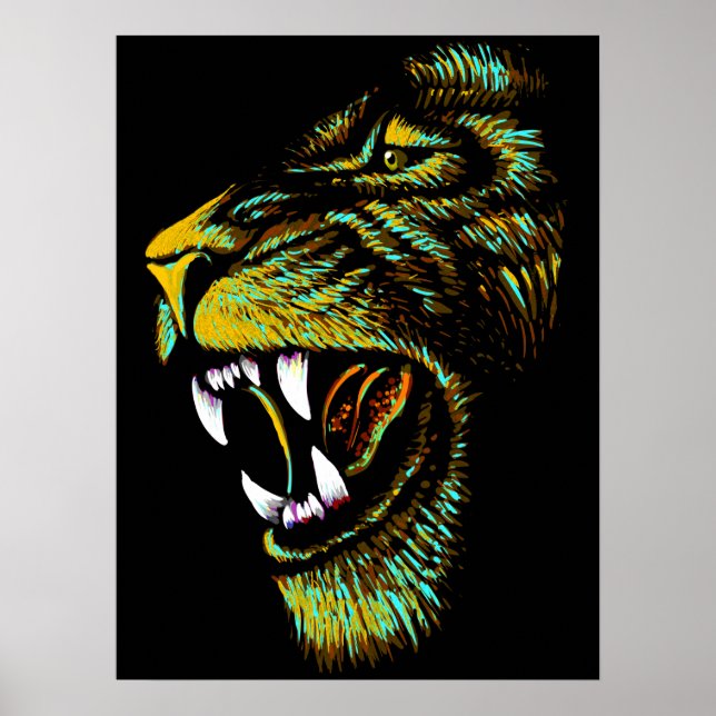Illustration de tête de lion artistique - Poster d (Devant)