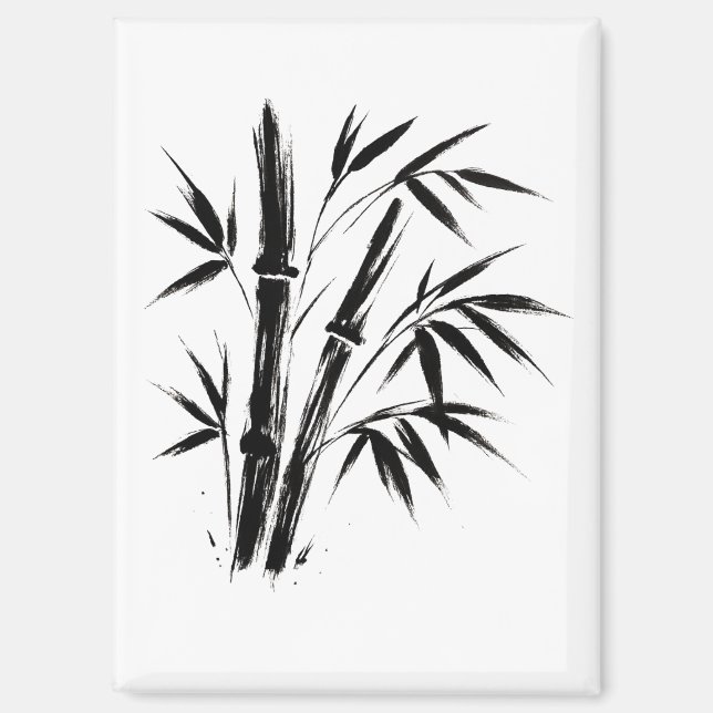 Illustration d'encre de bambou - Aimant Zen (Recto)