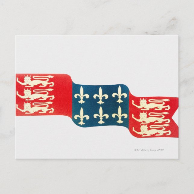 Illustration der 10-jährigen Kriegsflagge mit Postkarte (Vorderseite)