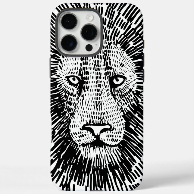 Illustration der abstrakten fetten Löwenwand iPhone 16 Pro Max Hülle (Rückseite)