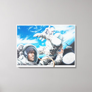 Illustration der amerikanischen Astronauten im Leinwanddruck