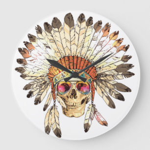 Illustration der amerikanischen Schädelfashion Große Wanduhr