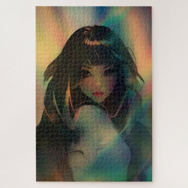 Illustration der Anime Style Girl in Rainbow Light (Vertikal)