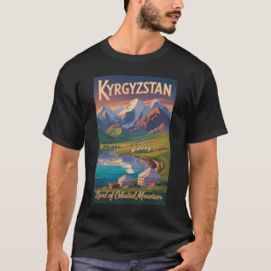 Illustration der Berge Kirgisistans, Reise Kunst V T-Shirt